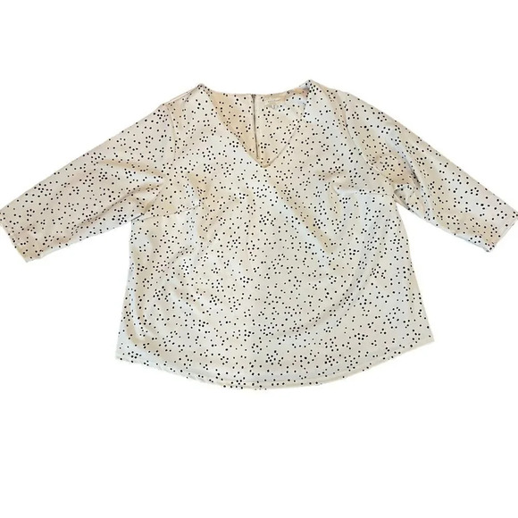 MELLODAY Plus Size 2X Blouse Women's Black White Polka Dot‎ Print Top - Picture 2 of 4